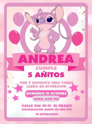 Invitación de Cumpleaños de Angel Rosa para Editar