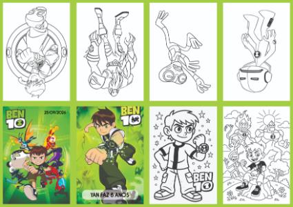 Livrinho de Colorir Ben 10 Editável para Lembrancinha de Festa