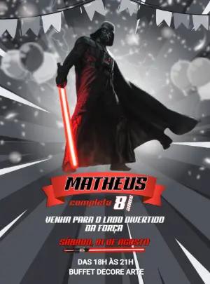 Convite Aniversário Star Wars Darth Vader para Editar Online