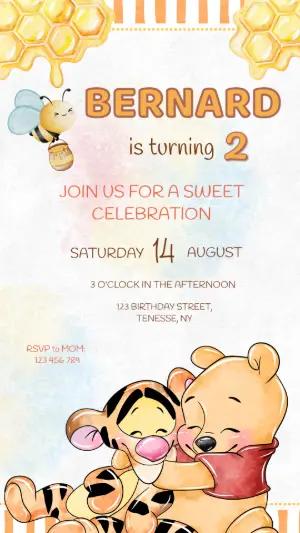 Winnie the Pooh Birthday Invitation Editable Template