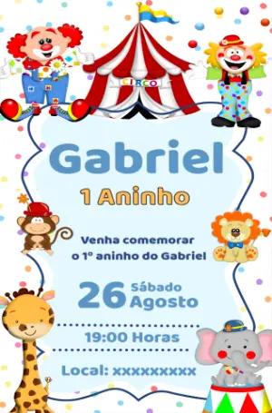 Convite de Aniversário Circo com Animais para Editar Online