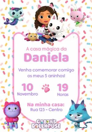 Convite Aniversário A Casa Mágica da Gabby para Editar Online
