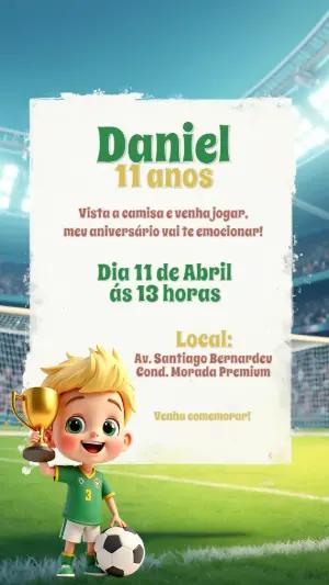 Convite de Aniversário Futebol com Jogador para Editar Online