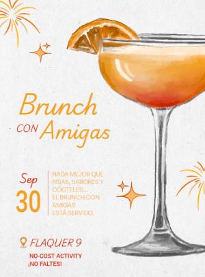 Invitación para Brunch con Amigas Estilo Acuarela Editable