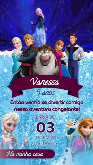 Convite Animado Aniversário Frozen para Editar Online