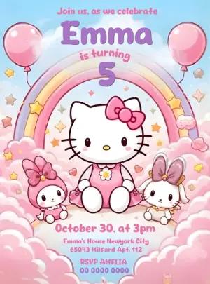 Cute Kitty Themed Birthday Invitation to Edit