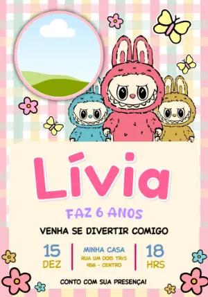 Convite de Aniversário Labubus com foto