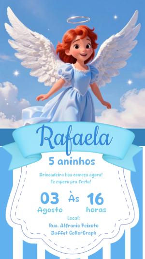 Convite de Aniversário Anjinho Azul para Editar