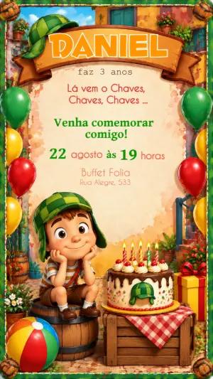 Convite de Aniversário Chaves para Editar Online