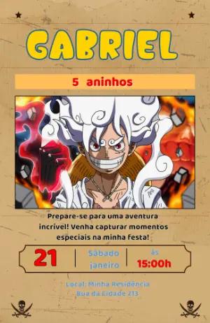 Vídeo Convite One Piece: Aniversário Pirata Animado para Editar