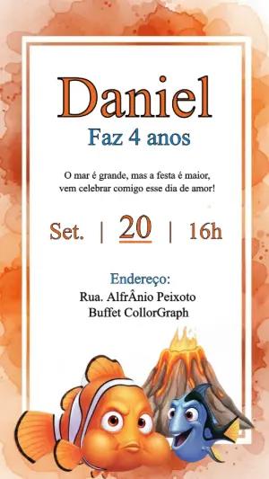 Convite Aniversário Procurando Nemo para Editar Online