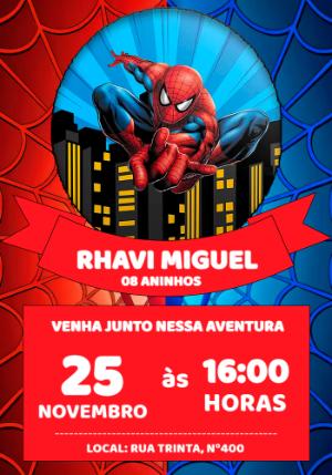 Convite Aniversário Homem Aranha Editável Online para Imprimir