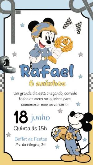 Convite Aniversário Mickey Mouse Corrida para Editar Online