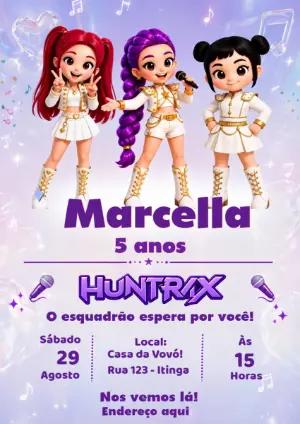 Convite de Aniversário Guerreiras do K-Pop Baby Editável