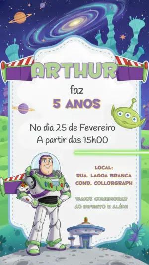 Convite de Aniversário Toy Story com Buzz Lightyear para editar