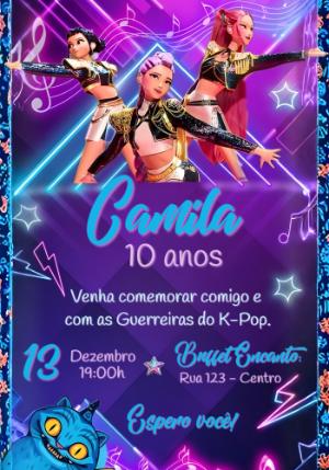Convite de Aniversário K-Pop Neon para Editar Online