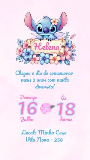 Convite de Aniversário Infantil Havaiano Rosa e Azul para Editar