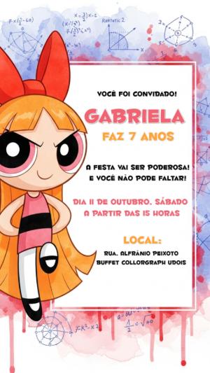 Convite Aniversário Meninas Super Poderosas para Editar Online