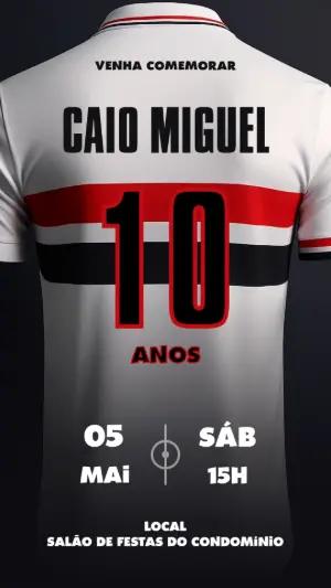 Convite Aniversário Futebol Camisa de Time para Editar Online