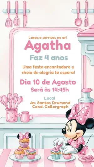Convite de Aniversário Minnie Confeiteira para Editar Online