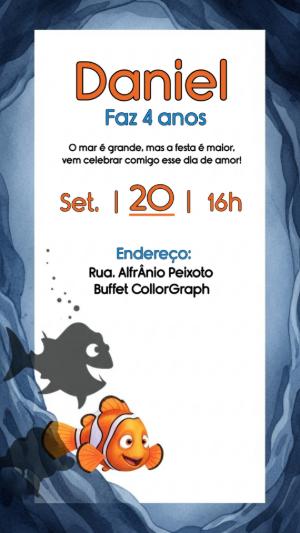 Convite Aniversário Procurando Nemo para Editar Online