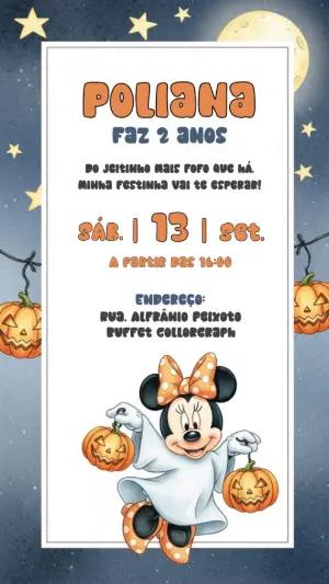 Convite de Aniversário Minnie Halloween para Editar Online