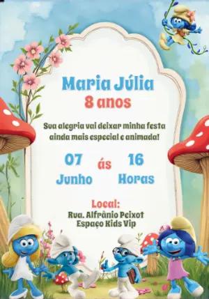 Convite de Aniversário Smurfs para Editar Online