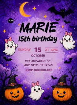 Spooky Cute Halloween Birthday Invitation Template