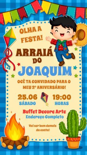 Convite de Aniversário Arraiá Infantil Editável