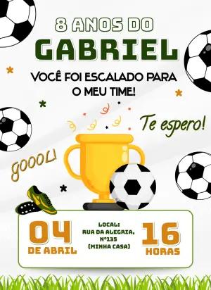 Convite Digital Aniversário Infantil Tema Futebol para Editar
