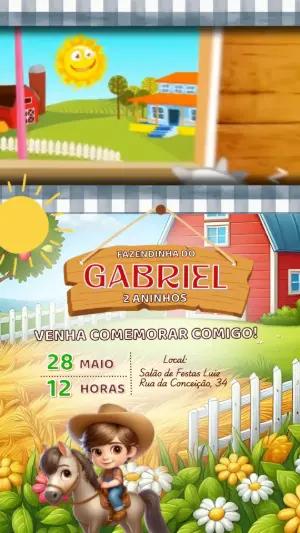 Vídeo Convite de Aniversário Fazenda Editável