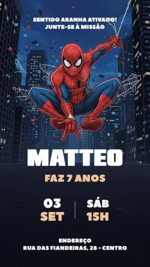 Convite de Aniversário Homem Aranha para Editar Online