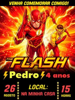 Convite de Aniversário Flash Super-Herói Editável