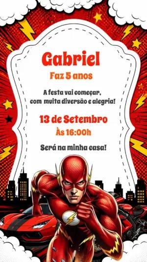 Convite Digital The Flash: Modelo de Aniversário Editável