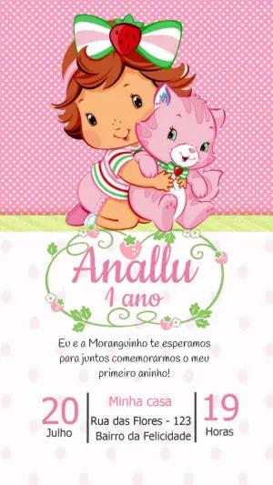 Convite de Aniversário Moranguinho Baby Editável Online