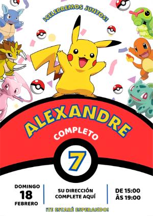 Invitación Digital de Cumpleaños de Pikachu Modelo Editable