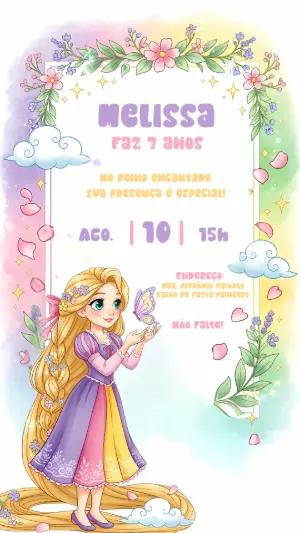Convite de Aniversário Rapunzel Enrolados para Editar Online