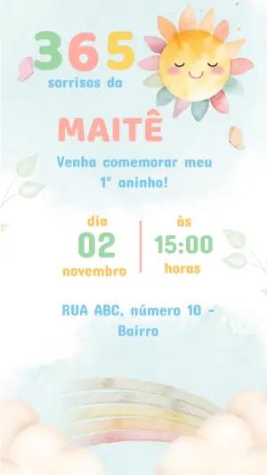 Convite Animado Aniversário 365 Sorrisos para Editar Online