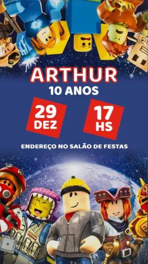 Convite Aniversário Roblox com Personagens para Editar Online
