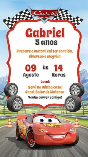Convite Aniversário Carros Relâmpago McQueen Editável Online