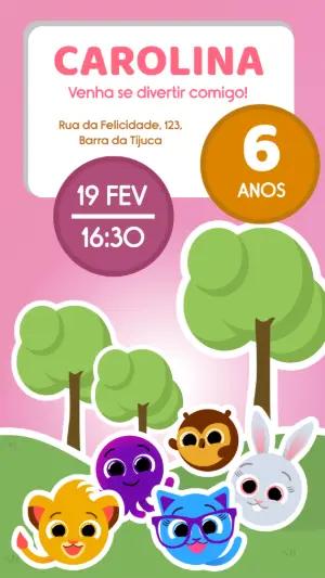 Convite de Aniversário Bolofofos com Personagens para Editar Online