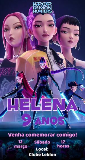 Convite de Aniversário Guerreiras K-pop Moderno para Editar