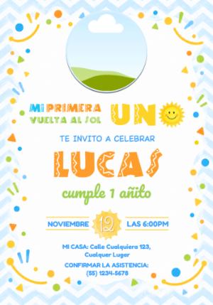 Invitación Editable Primer Añito: Mi Primera Vuelta al Sol