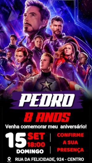 Convite de Aniversário Vingadores: Modelo Digital Editável