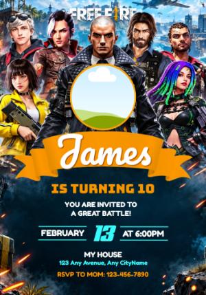 Editable Free Fire Birthday Invitation Template