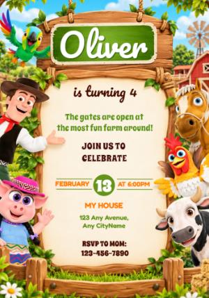 Zenon's Farm Birthday Invitation | Editable Online Template