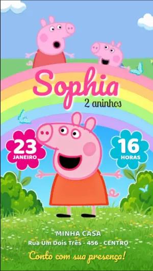 Convite Animado Aniversário Peppa Pig para Editar Online