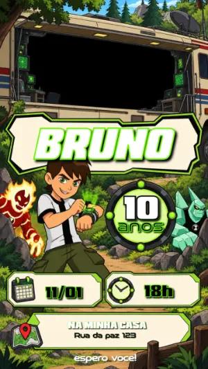 Convite Animado Ben 10: Vídeo de Aniversário para Editar