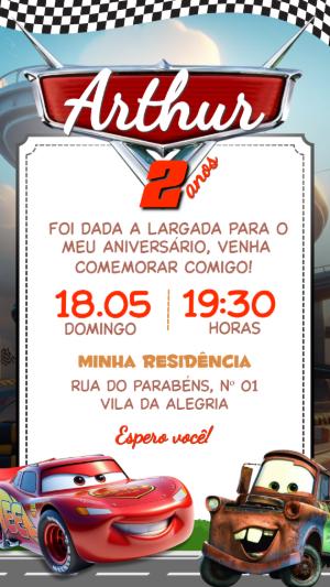 Convite Aniversário Carros Relampago Macqueen para Editar
